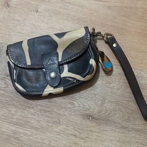 Dooney & Bourke Giraffe Print Haircalf Leather Flap Wristlet Bag